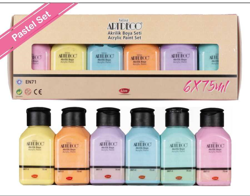 ARTDECO AKRİLİK BOYA 6x75 ML SET PASTEL RENK